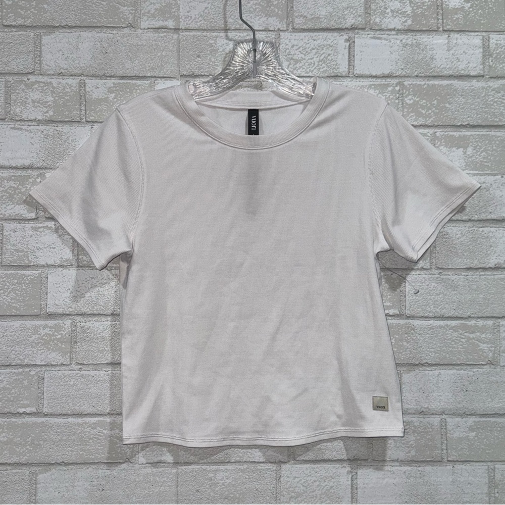 VUORI POSE FITTED RIB TEE TOP -  WHITE  - SIZE - LARGE